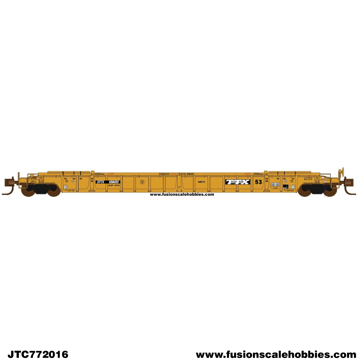 Jacksonville Terminal N Scale DTTX NSC Class NWF13 - 17 Post, 3 yellow stripes TTX 656433 53' Well Car - JTC 772016