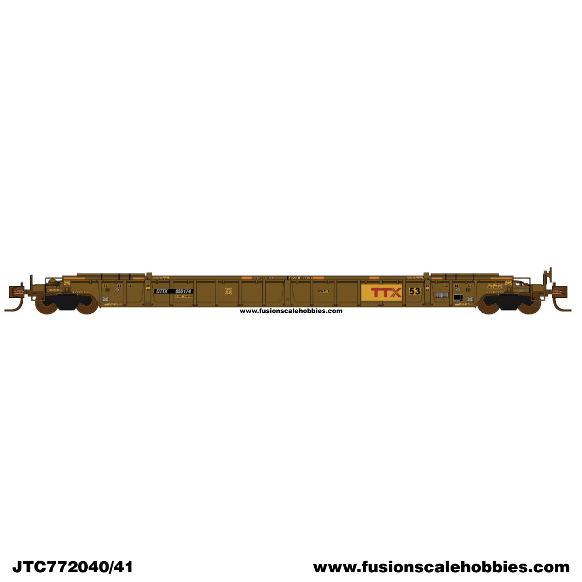 Jacksonville Terminal N Scale DTTX NSC Class NWF13 - 17 Post (W & P) w/stripes, large Red TTX 655175 53' Well Car - JTC 772041