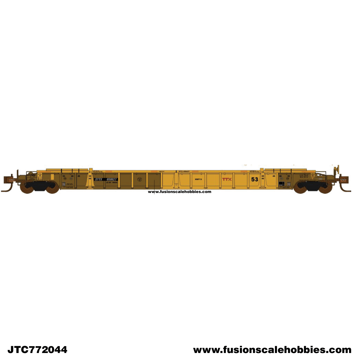 Jacksonville Terminal N Scale DTTX NSC Class NWF13 - 17 Post (W & P) w/stripes, small Red TTX 658627 53' Well Car - JTC 772044
