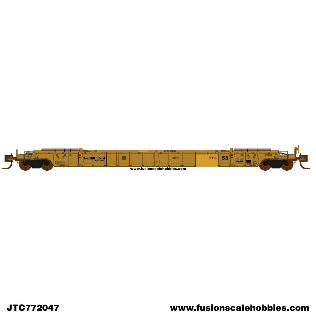 Jacksonville Terminal N Scale DTTX NSC Class NWF13 - 17 Post (W & P) w/stripes, small Red TTX 659751 53' Well Car - JTC 772047