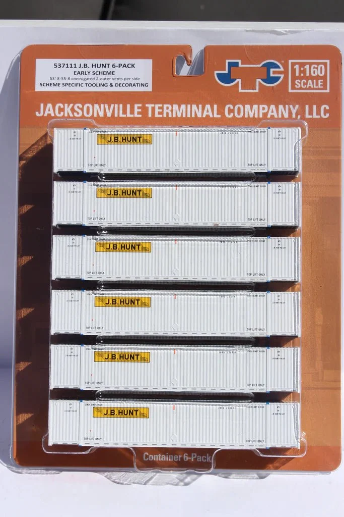 Jacksonville Terminal N Scale JB HUNT 53' High Cube Containers 6-Pack - JTC 537111