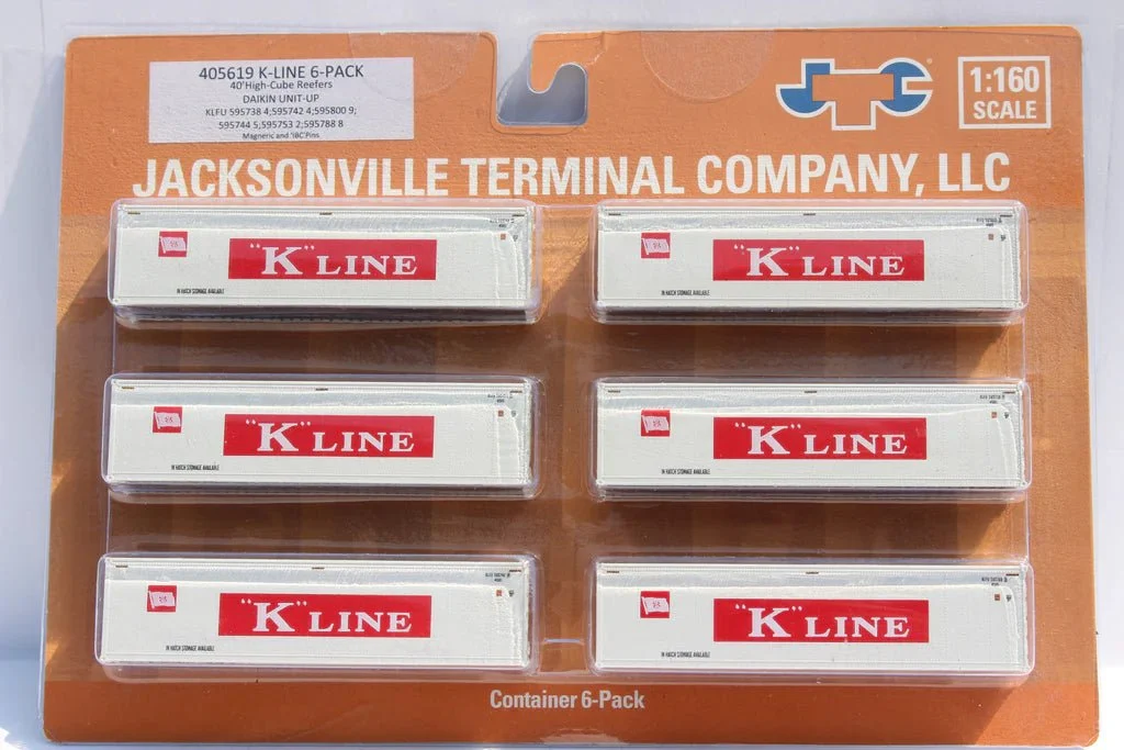 Jacksonville Terminal N Scale K-Line 40' High Cube Reefer Container 6-Pack - JTC 405619