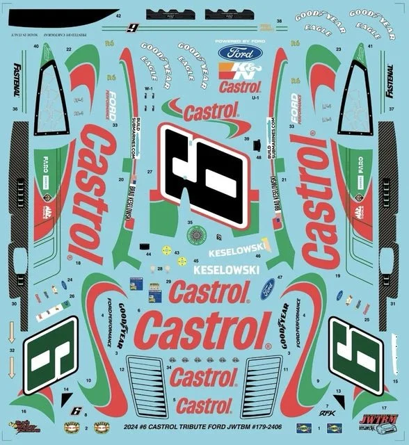 JWTBM 2024 #6 Castrol Tribute Ford Decal Set - JWTBM179-2406
