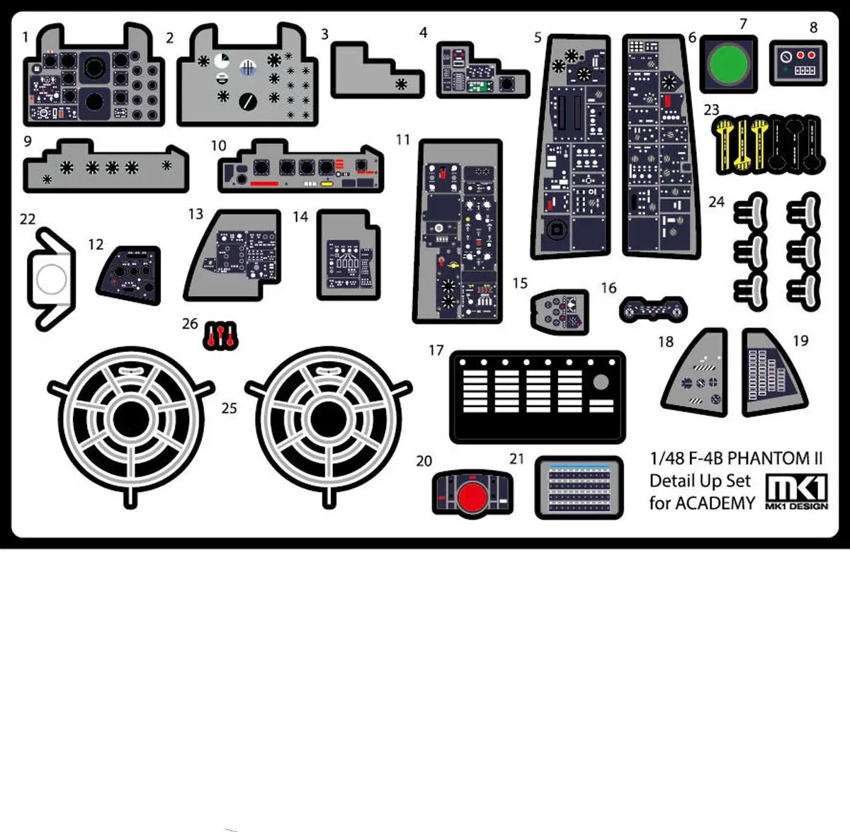1/48 KA Models F-4B Photo Etch & Wheels Detail Set for Academy