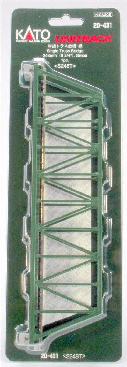N Kato 248mm (9 3/4") Single Track Truss Bridge, Green 20431