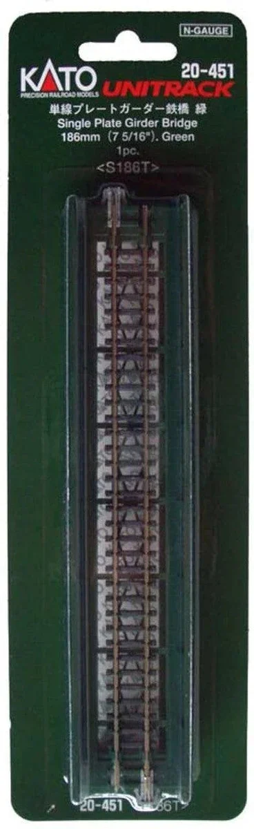 N Kato 186mm (7 5/16") Single Track Plate Girder Bridge, Green 20451