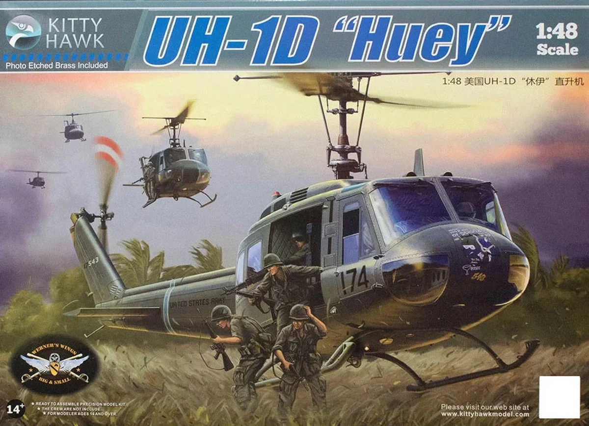 1/48 Kitty Hawk UH-1D Huey Helicopter Plastic Model Kit
