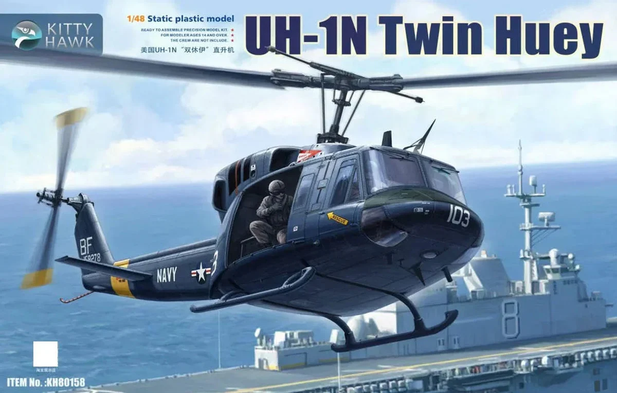1/48 Kitty Hawk UH-1N Twin Huey Helicopter Plastic Model Kit