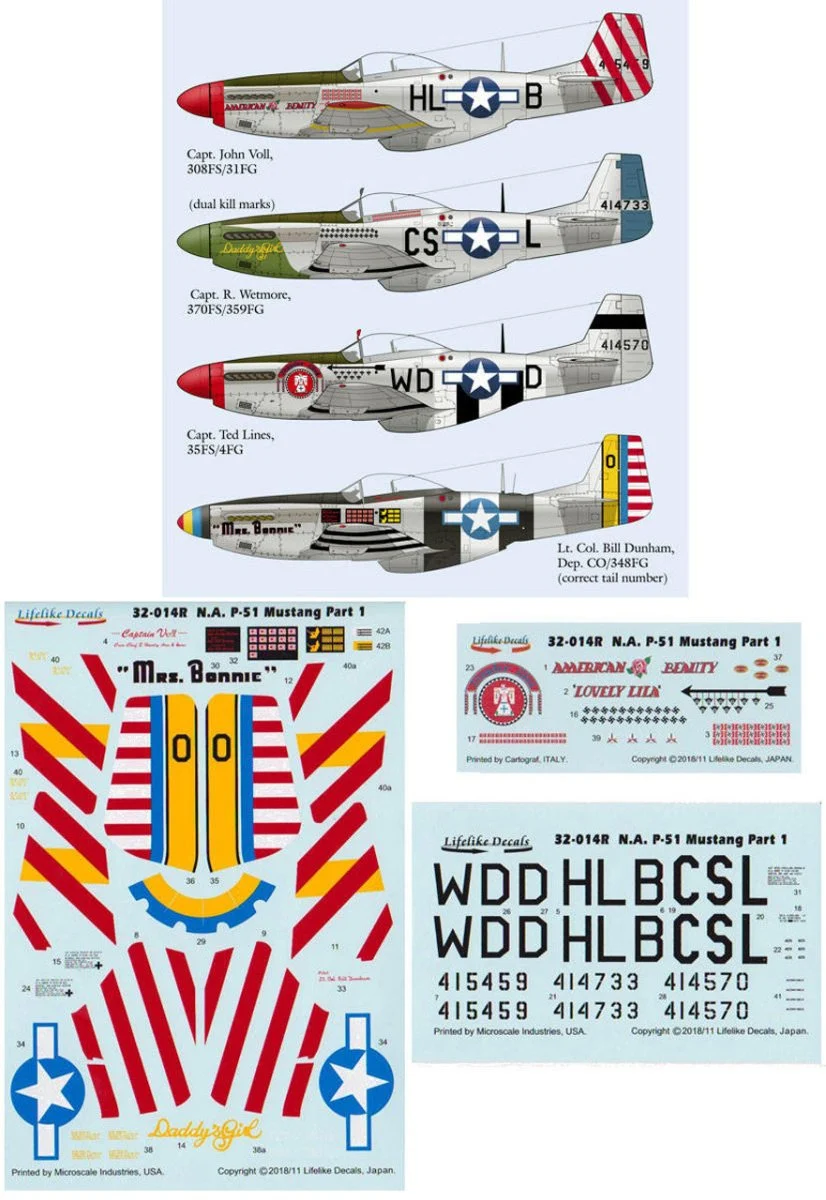 Lifelike Decals 1/32 Lifelike Decals P-51 Mustang p-1