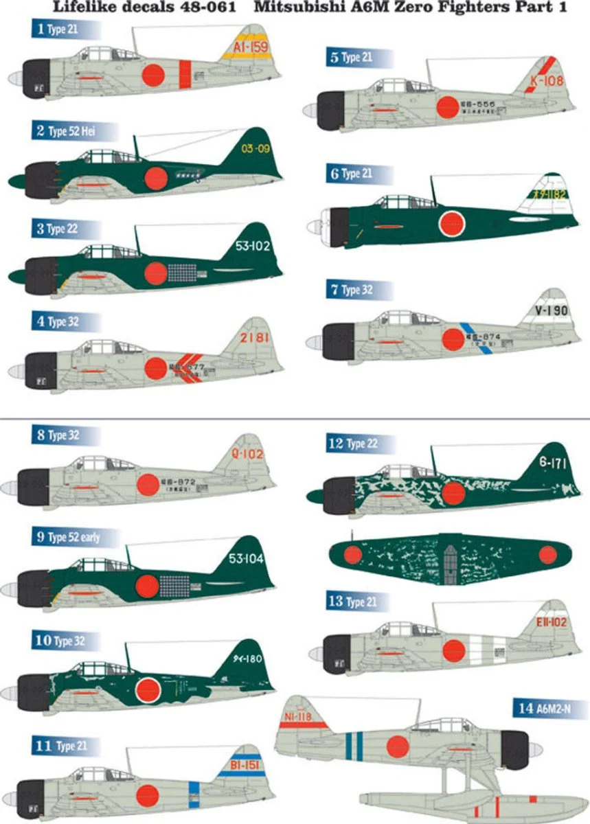 Lifelike Decals 1/48 Lifelike Decals Zero p-1