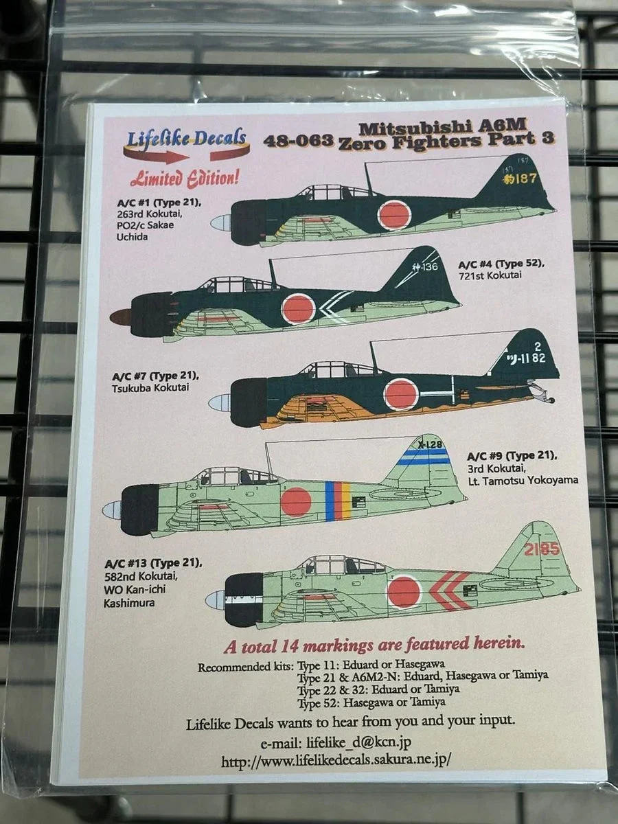 1/48 Lifelike Decals Zero P-3