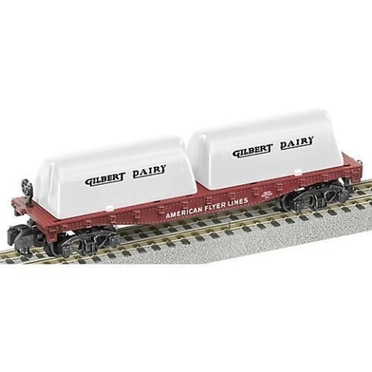 Lionel S Scale American Flyer Flatcar With Gilbert Dairy Milk Containers - 48576