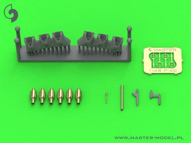 1/48 Master Model Curtiss P-40 E - gunsight & Pitot Tube & Browning .50 blast tubes with adapter for Eduard model kit