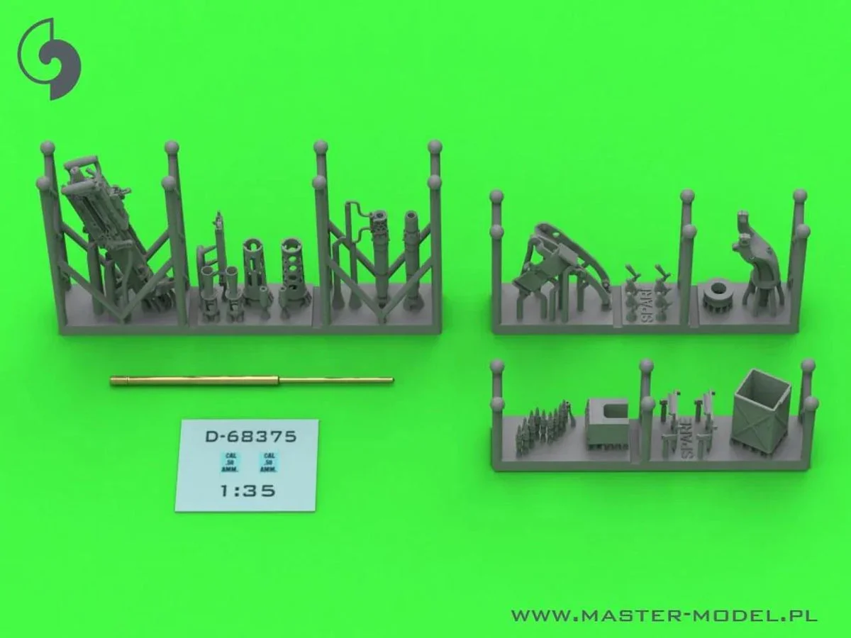 1/35 Master Model Browning M2HB .50 cal (12,7mm) - for M10 Tank Destroyer (D70627 cradle with small 50 round ammo can D68375)