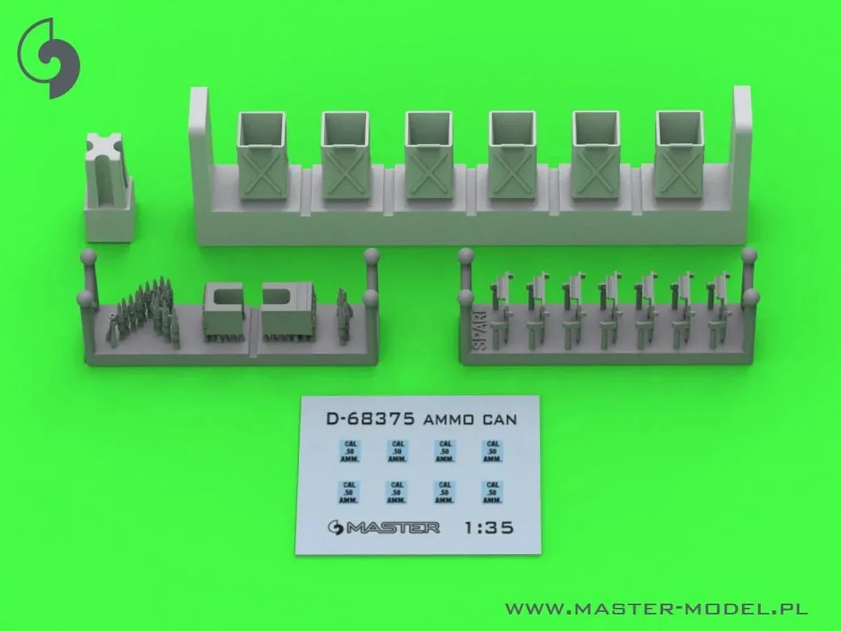 1/35 Master Model Early small (50 round) ammunition cans (D68375) for Browning M2HB .50 cal machine gun (6 pcs) - OPENED