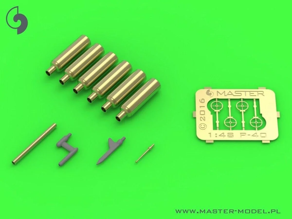 Master Model 1/48 Master Model Curtiss P-40 E - N - details set - Browning .50 blast tubes gunsight and Pitot Tube