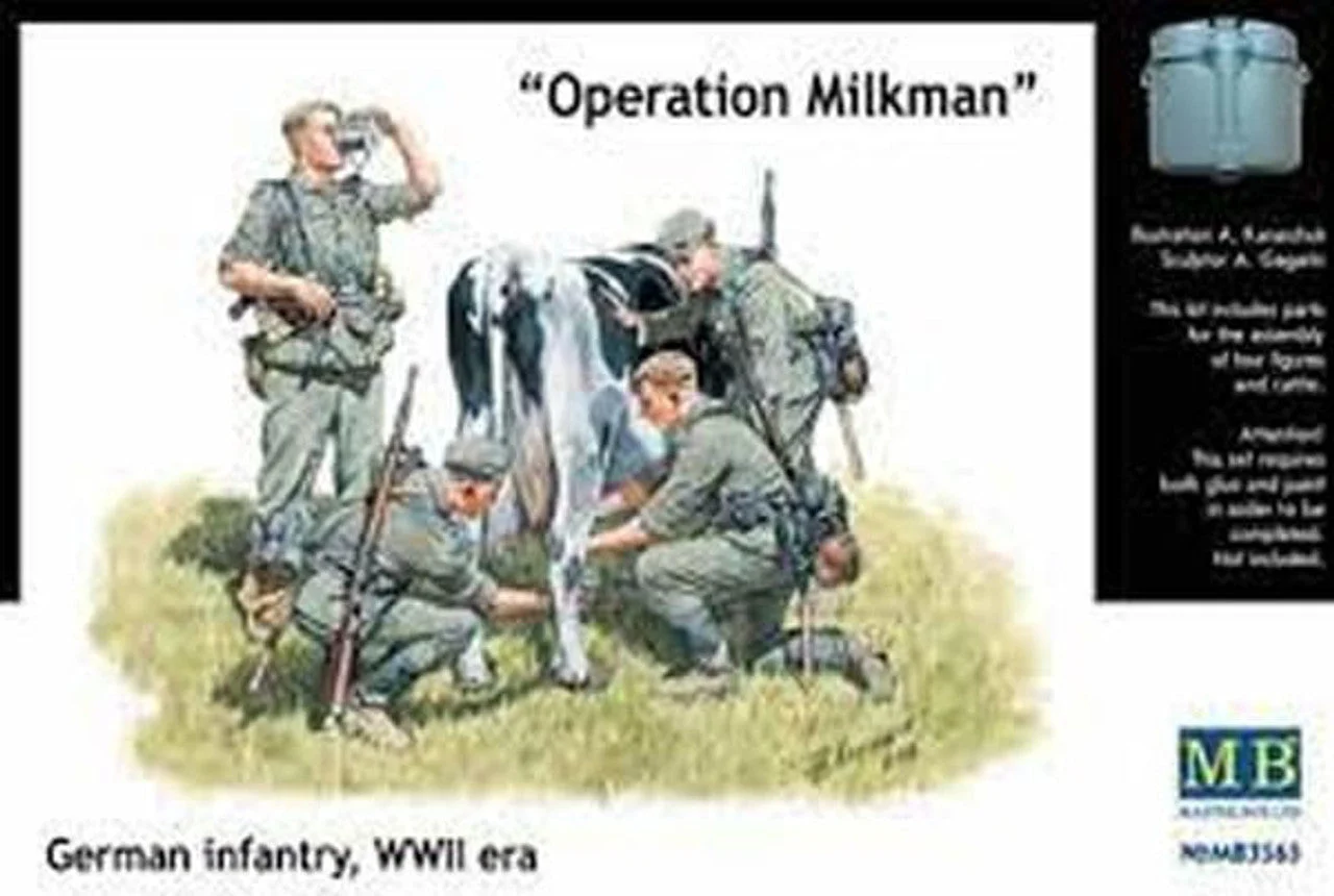 Master Box LTD 1/35 Box WWII Operation Milkman German Infantry (x4 & Cow)