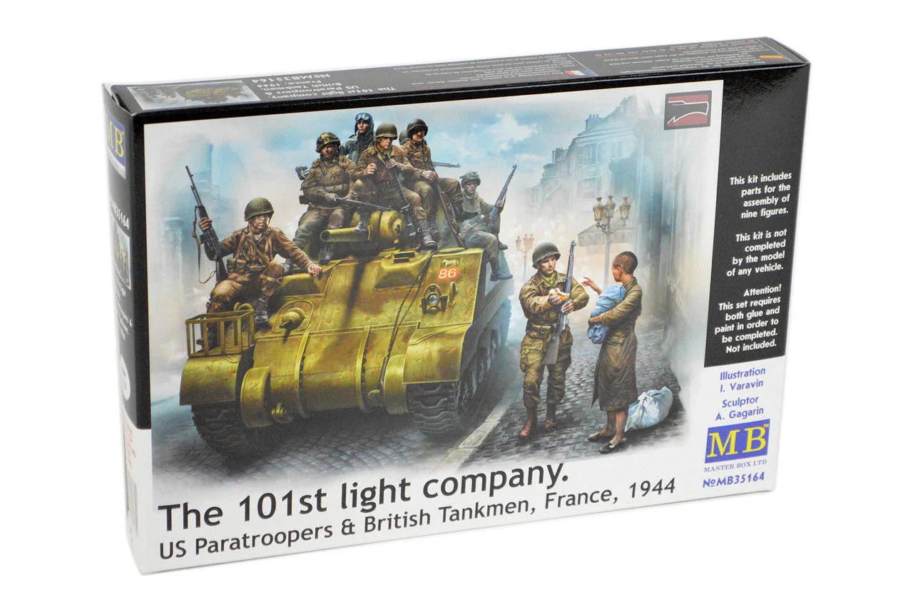 Master Box LTD 1/35 Box 101th Light Company Paratroopers & British Tankmen France 1944 Plastic Model Kit