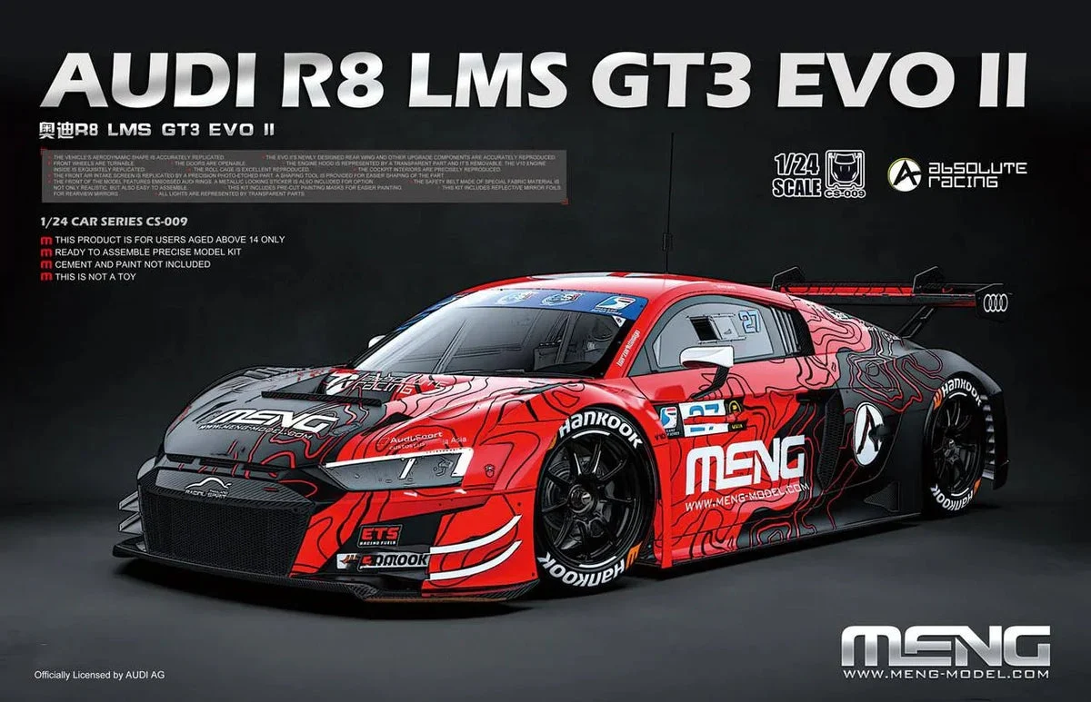 1/24 Meng AUDI R8 LMS GT3 EVO II Plastic Model Kit - Meng Models