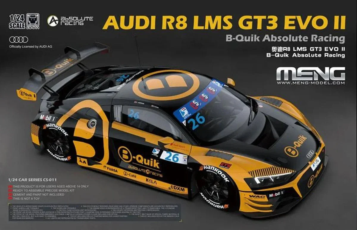 1/24 Meng AUDI R8 LMS GT3 EVO II B-Quik Absolute Racing Plastic Model Kit