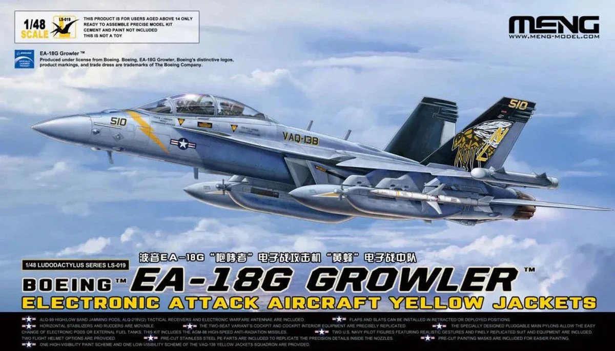 1/48 Meng Boeing EA-18G Growler Yellow Jackets Plastic Model Kit