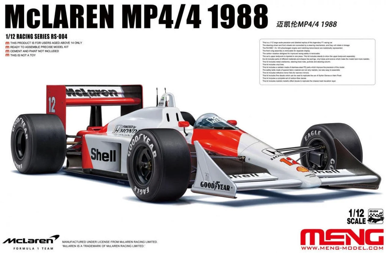 Meng 1/12 McLAREN MP4/4 1988 Plastic Model Kit