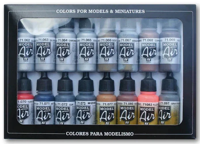 Vallejo Model Air Set of 16 Metallic Effects 17ml 71181