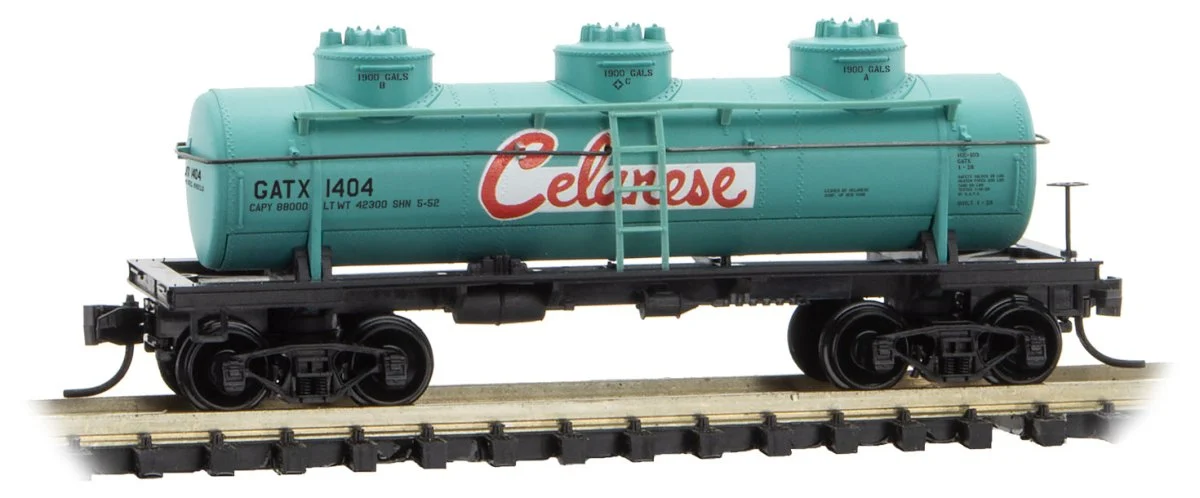 Micro Trains Line N Celanese 3-Dome Tank Car RD# GATX 1404