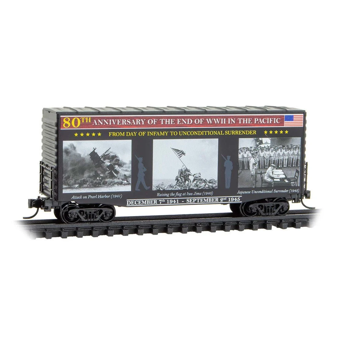 Micro Trains N End of WWII in the Pacific Honorary Car 40' Hy-Cube Boxcar - 10100840