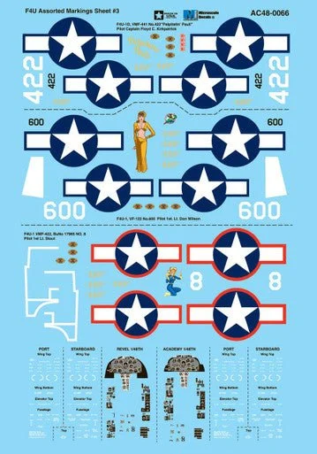 Microscale 1/48th Scale - F4U Corsair Assorted Markings Sheet #3