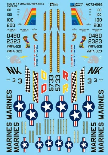 Microscale 1/72 Scale - CVW-14 F-4 VMFA-323, VMFA-531 & VMFA-312