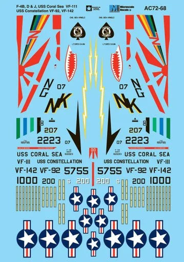 Microscale 1/72 Scale - F-4B, D&J, USS Coral Sea; VF-111 USS Constellation;