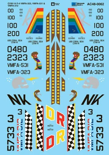 Microscale 48th Scale - F4N, F4J, CVW-14 F-4 VMFA-323, VMFA-531 & VMFA