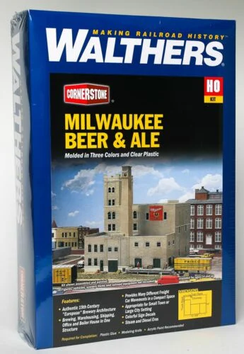 Walthers Cornerstone HO Scale Milwaukee Beer and Ale Brewery Kit – Classic Railroad Industry Structure – 933-3024