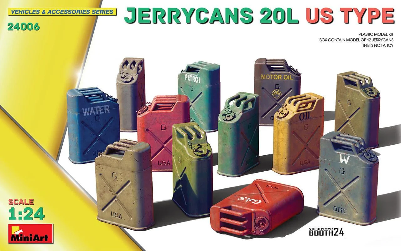 Miniart 1/24 JERRYCANS 20L US TYPE Plastic Model Kit