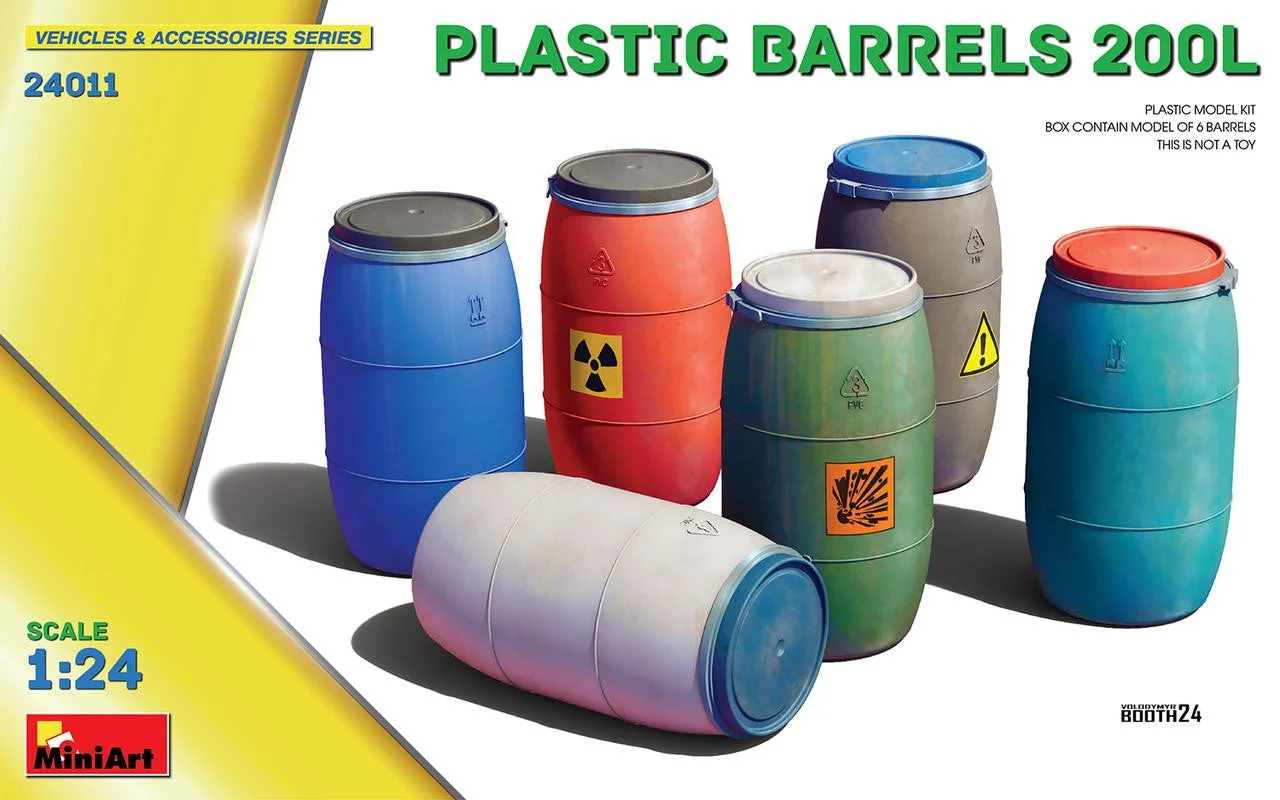 Miniart 1/24 Miniart PLASTIC BARRELS 200L