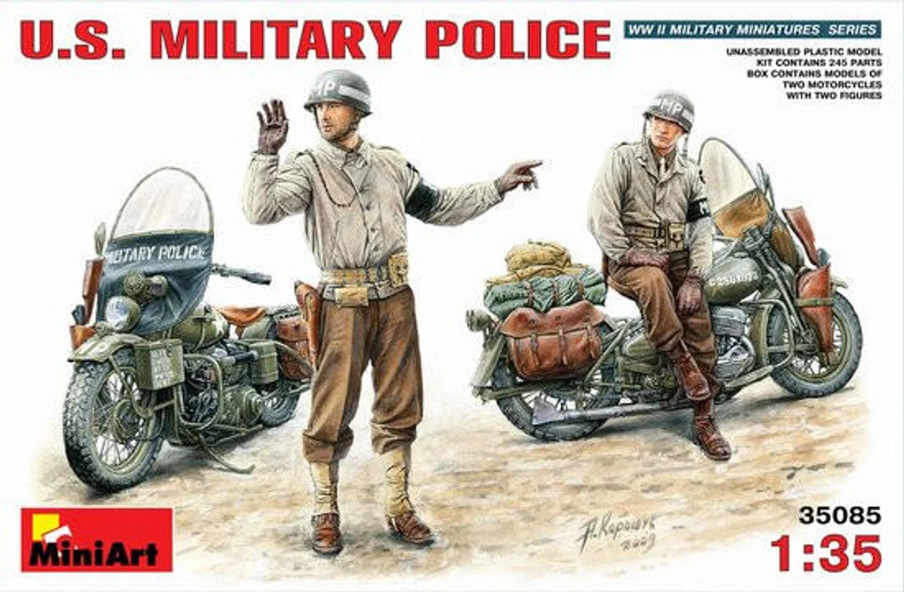 Miniart 1/35 US Military Police (2) w/2 Motorcycles