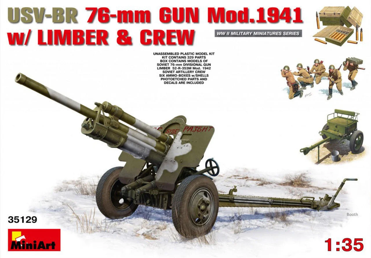 Miniart 1/35 Miniart USV-BR 76mm Gun Mod 1941 w/Limber & Crew