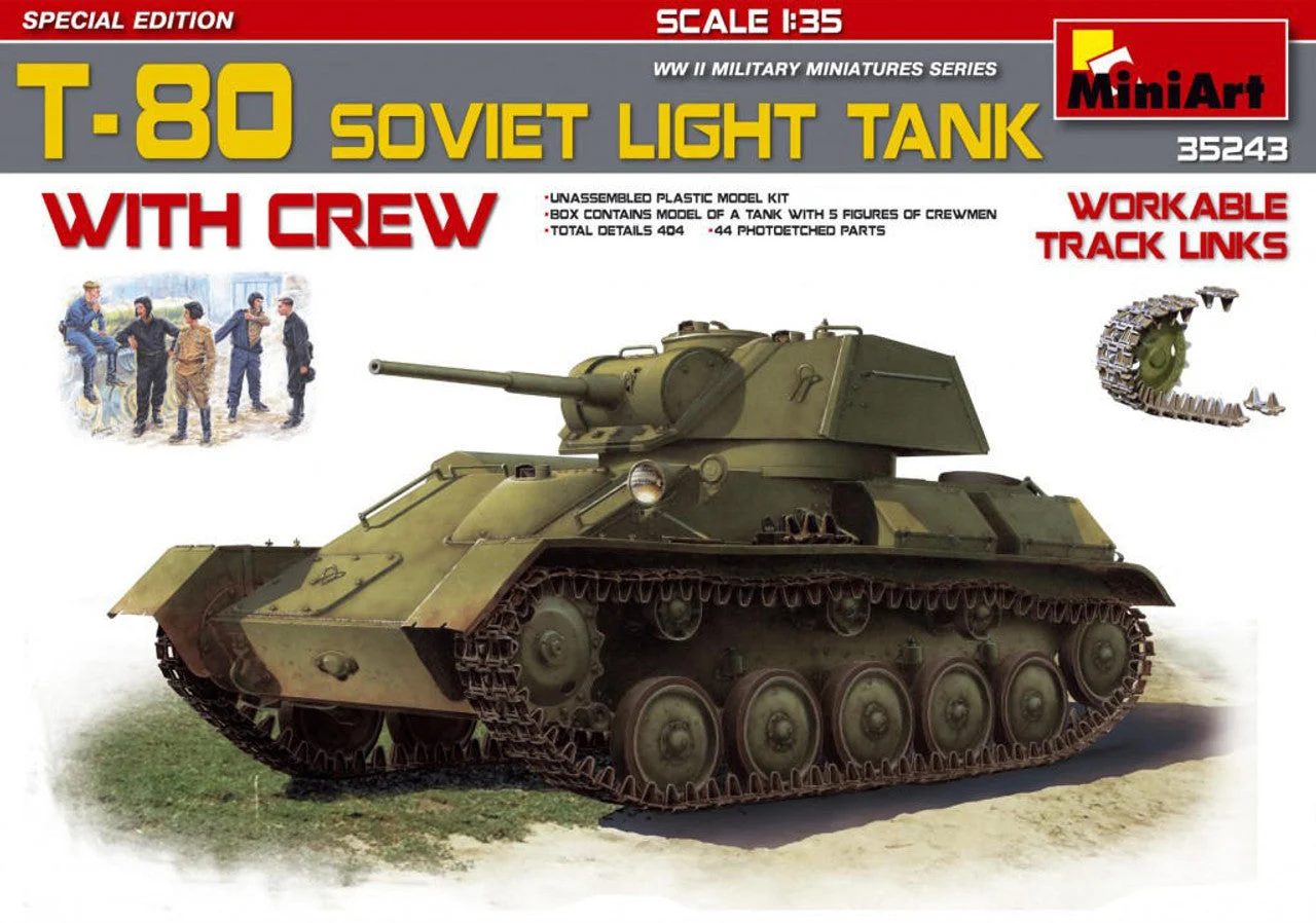 Miniart 1/35 Miniart T-80 Soviet Light Tank w/Crew.Special Edition