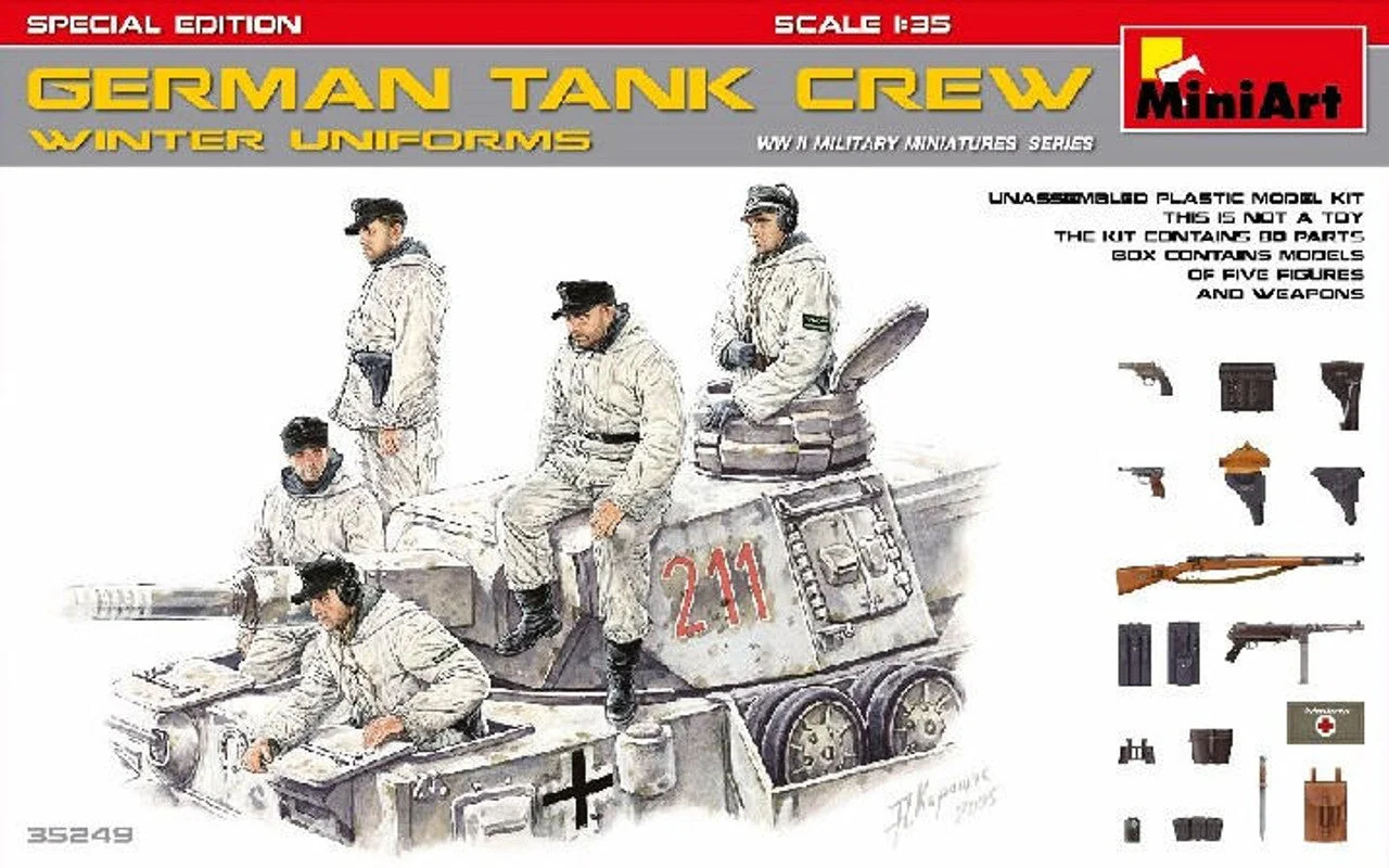 Miniart 1/35 WWII German Tank Crew Winter Uniforms (5) w/Weapons (Special Edition)