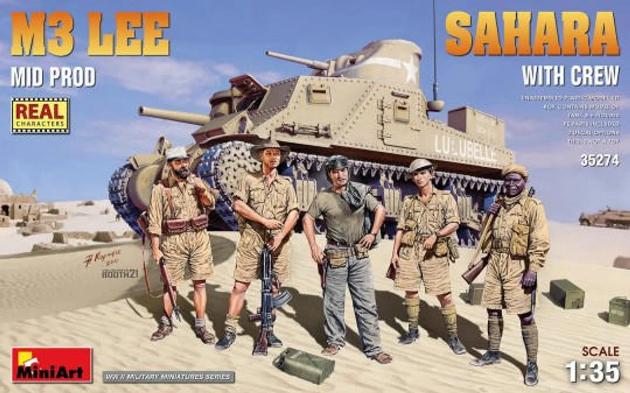 Miniart 1/35 Miniart M3 Lee Mid Production Sahara Tank w/5 Crew