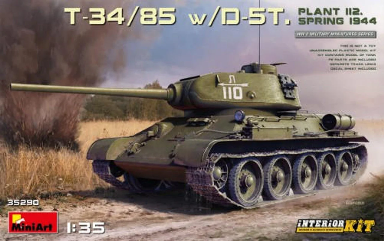 Miniart 1/35 Miniart T34/85 Plant 112 Tank w/D5T Gun & Full Interior Spring 1944