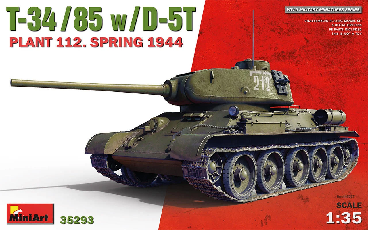 Miniart 1/35 Miniart T-34/85 w/ D-5T Plant 112 Spring 1944 Tank