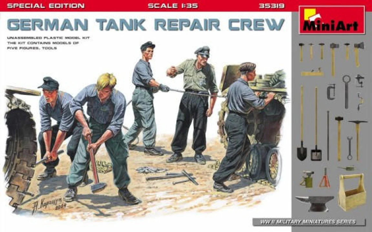 Miniart 1/35 German Tank Repair Crew (5) w/Tools (Special Edition)