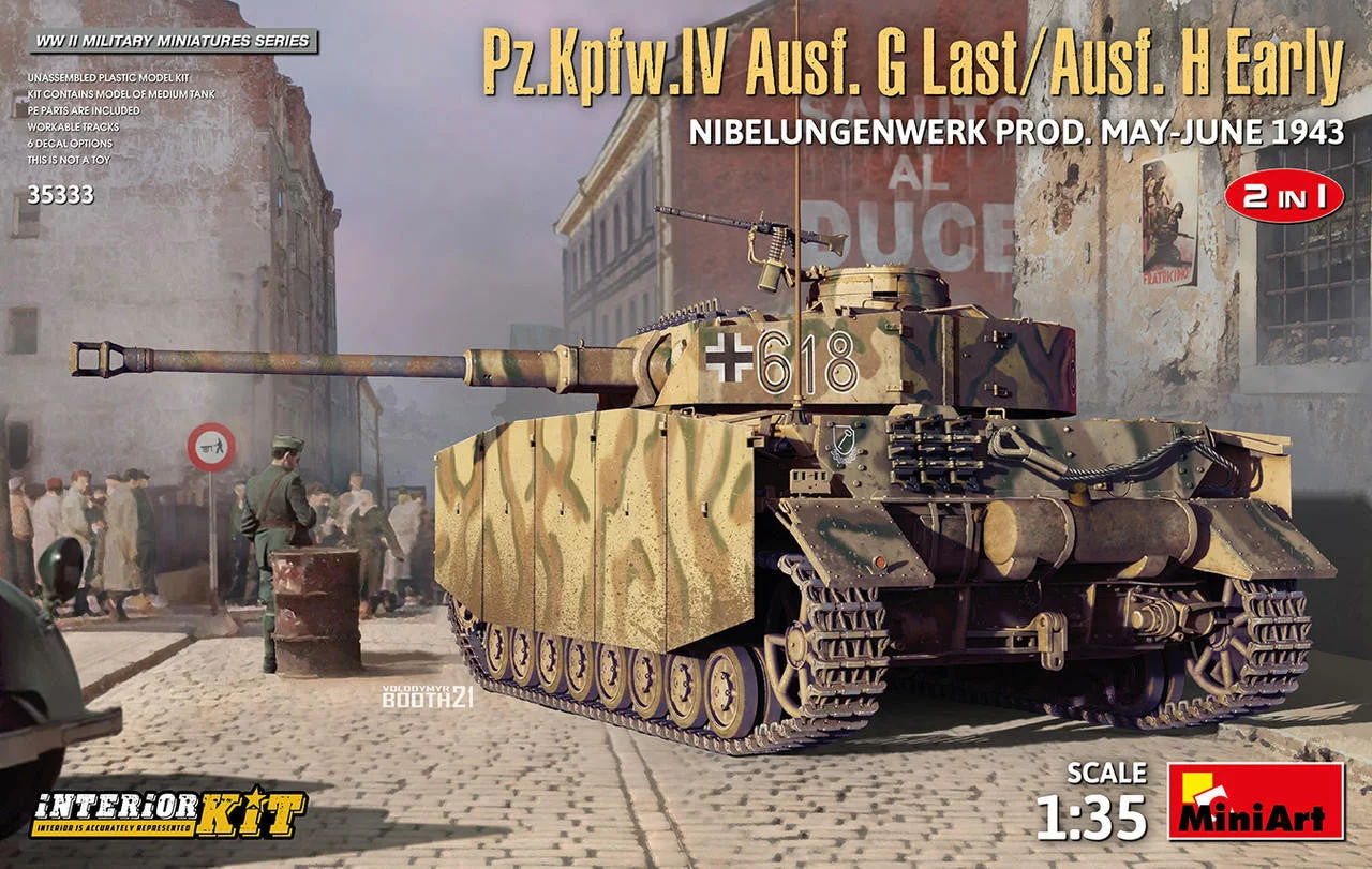 Miniart 1/35 Miniart PzKpfw IV Ausf G Last/Ausf H Early Nibelungenwerk Production Tank w/Full Interior May-Jun 1943 (2 in 1)