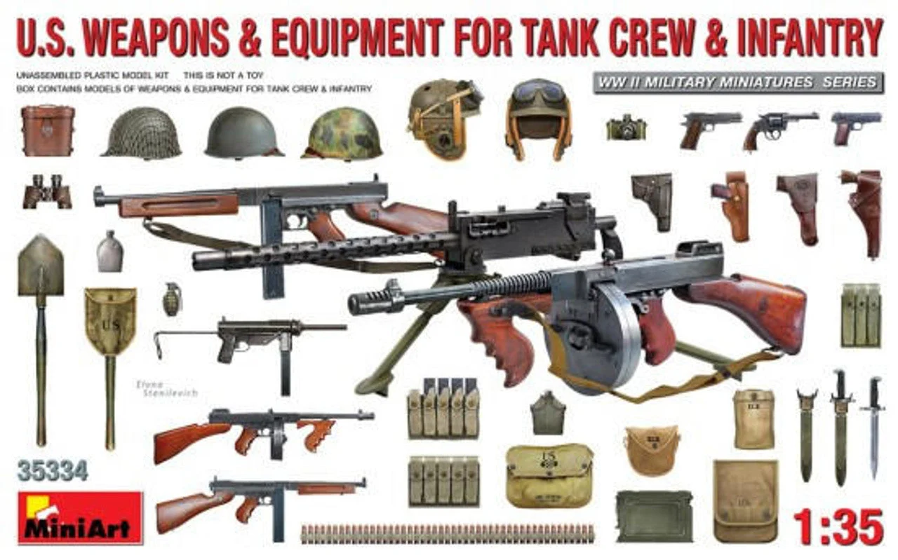Miniart 1/35 WWII US Tank Crew/Infantry Weapons & Equipment