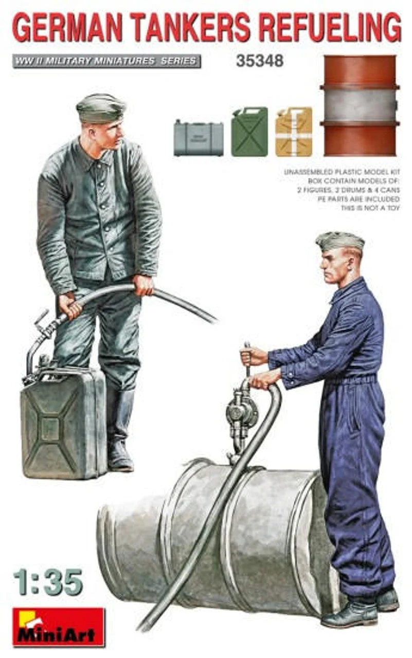 Miniart 1/35 German Tankers Refueling (2) w/Drums (2) & Cans (4)