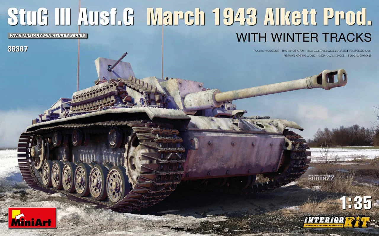 Miniart 1/35 Miniart StuG III Ausf. G March 1943 Alkett Prod w/Winter Tracks. Interior Kit