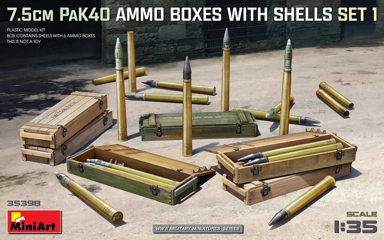 Miniart 1/35 Miniart 7.5cm PaK40 Ammo Boxes w/Shells Set 1