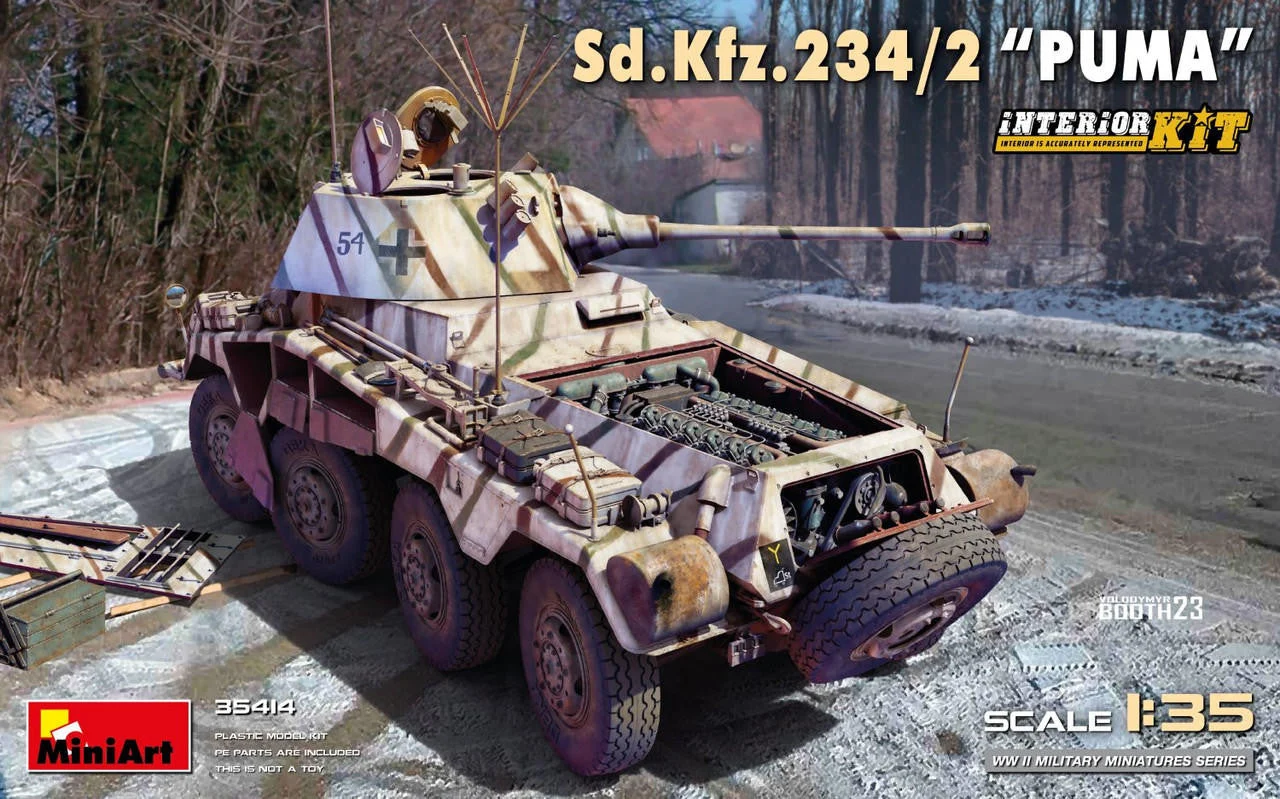 Miniart 1/35 SD.KFZ.234/2 PUMA w/Interior Plastic Model Kit